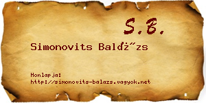 Simonovits Balázs névjegykártya